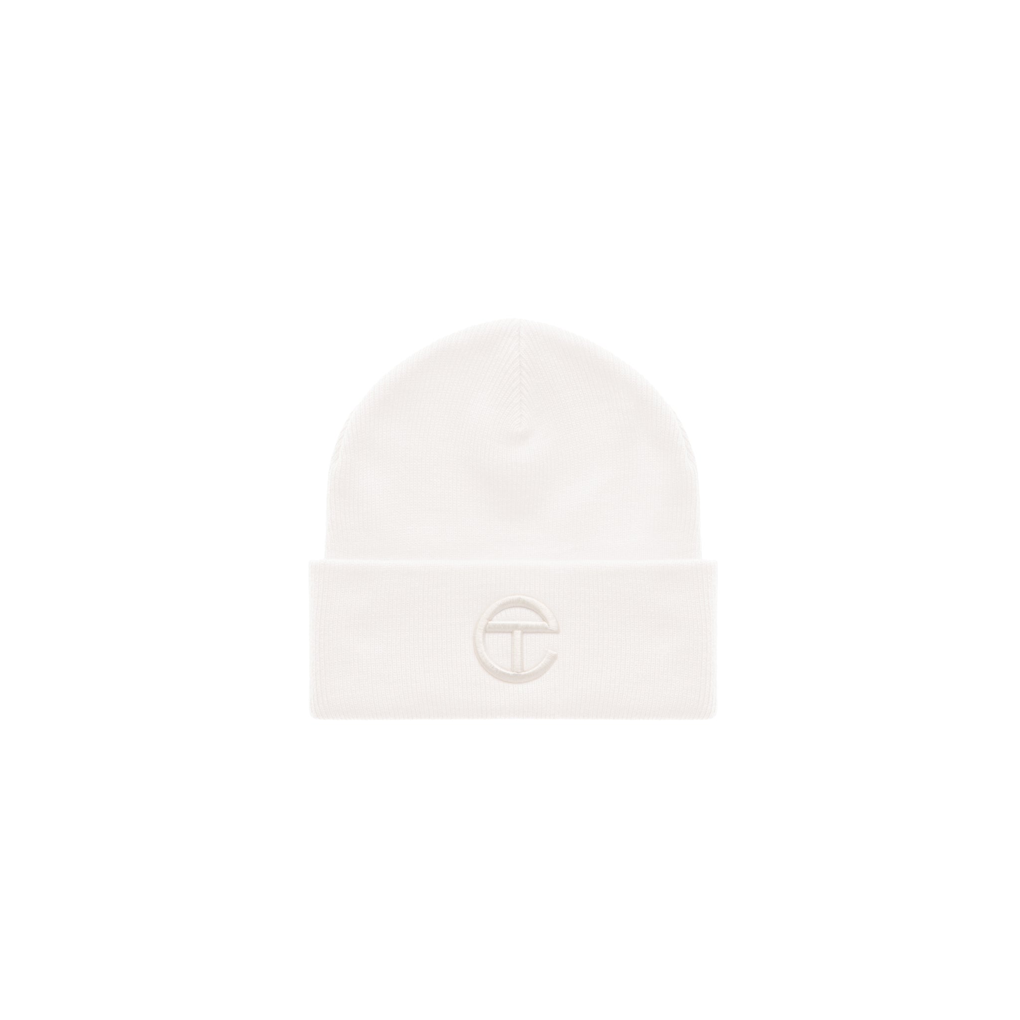 Embroidered Beanie – White/White